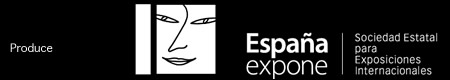 Logo de la productora de la exposición 300% Spanish Design. España Expone. Sociedad Estatal para Exposiciones Internacionales.