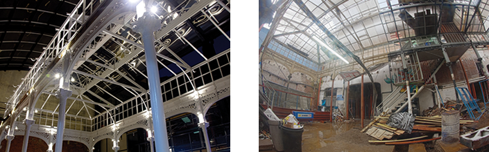 Antes y después de la restauración del edificio Steinvorth.